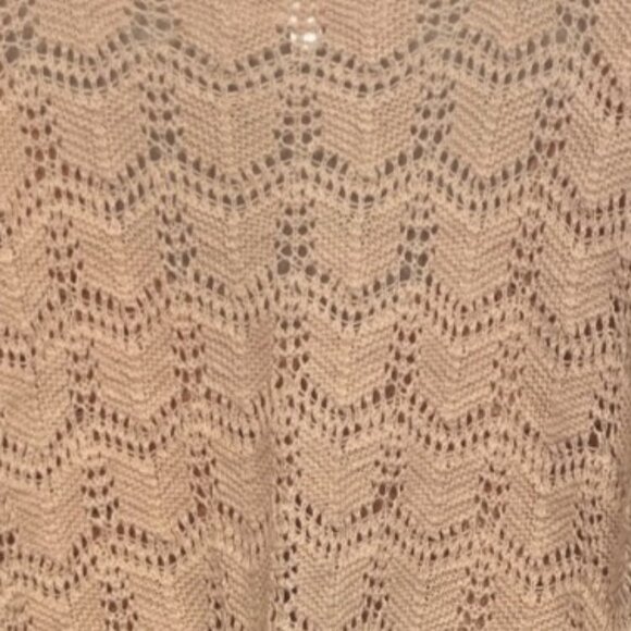 Sugar Moon Open Knit Crochet Cardigan Sweater Womens Medium Peach New Tie Front - Picture 6 of 10
